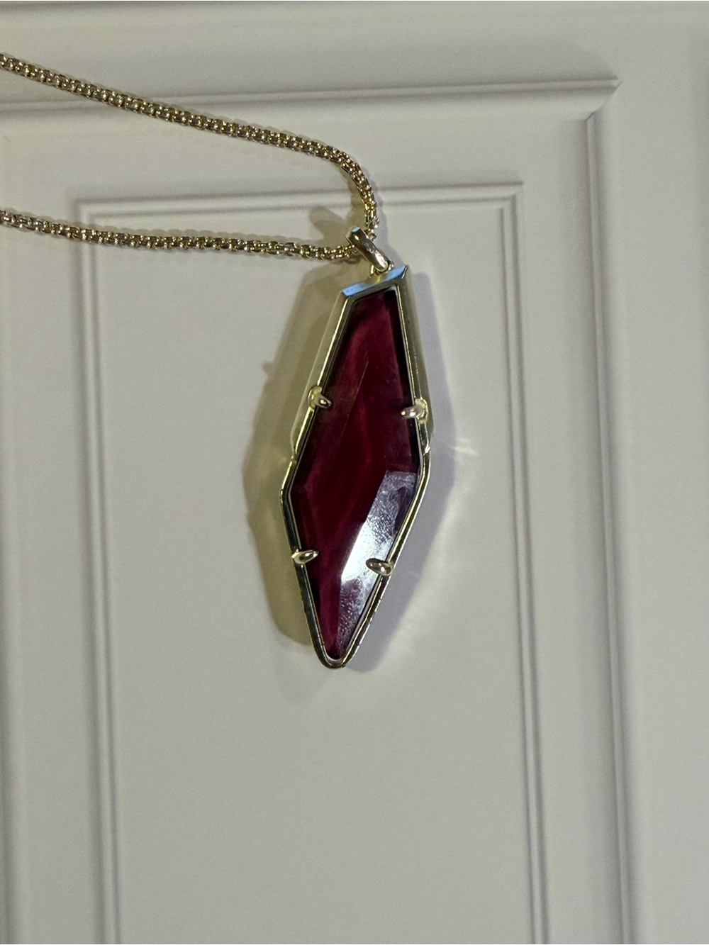 Kendra Scott Bexley Berry Red Geometric Pendant Necklace - Retired